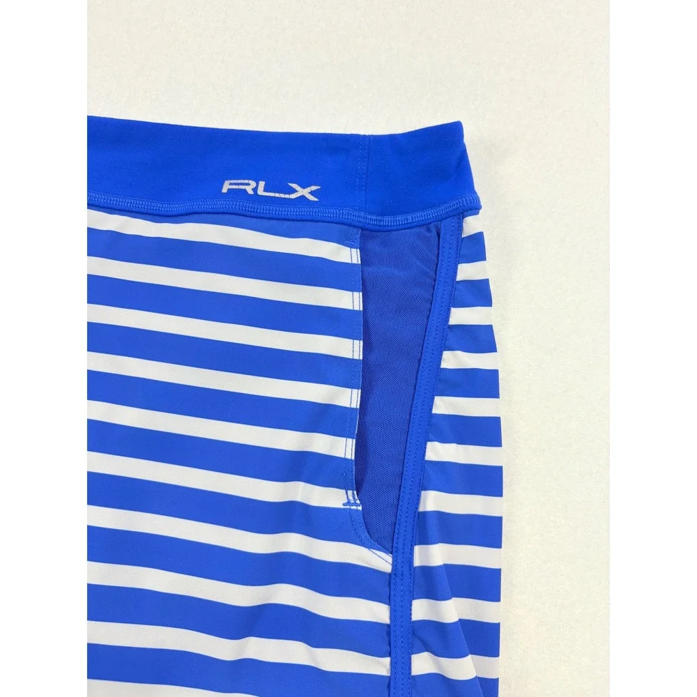 RLX Ralph Lauren Skort Athletic Golf Tennis Blue White Stripe Womens Size Medium